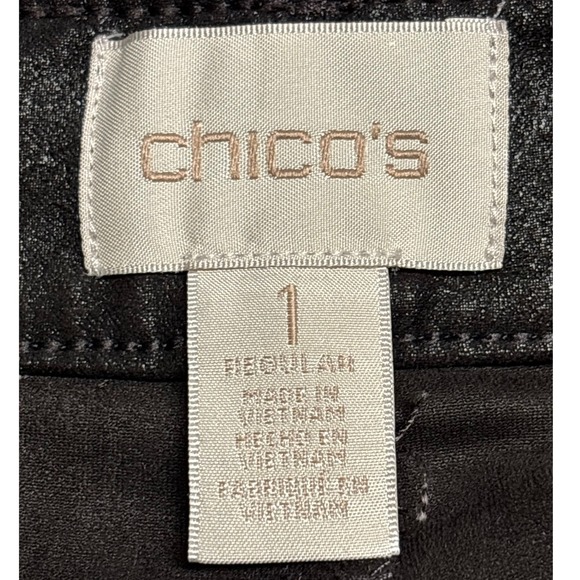 Chico's Black Faux Leather Pants Size 8 Comfort Waist Stretch Edgy Chic - Picture 9 of 11